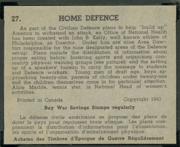 R157 1941 Gum Inc National Defense Canadian